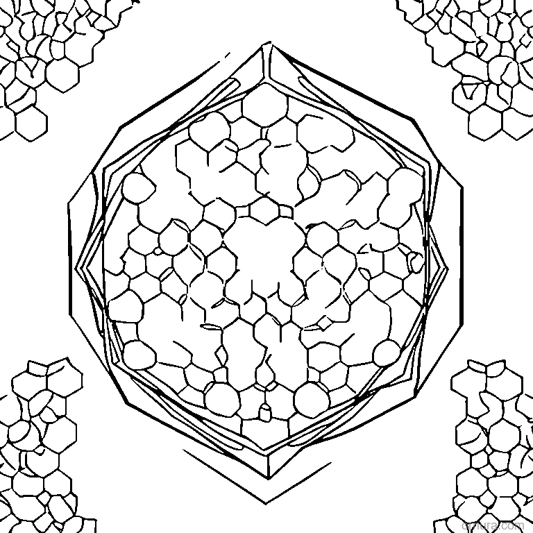 bubble wrap pattern hexagon coloring page - free printable black and white line art for kids and adults