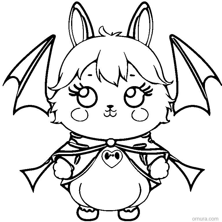 bunny in a vampire cape coloring page - free printable black and white line art for kids and adults