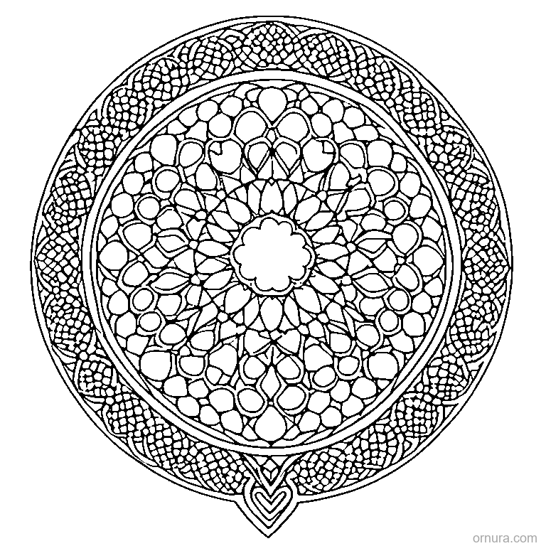 cobblestone pattern round coloring page - free printable black and white line art for kids and adults