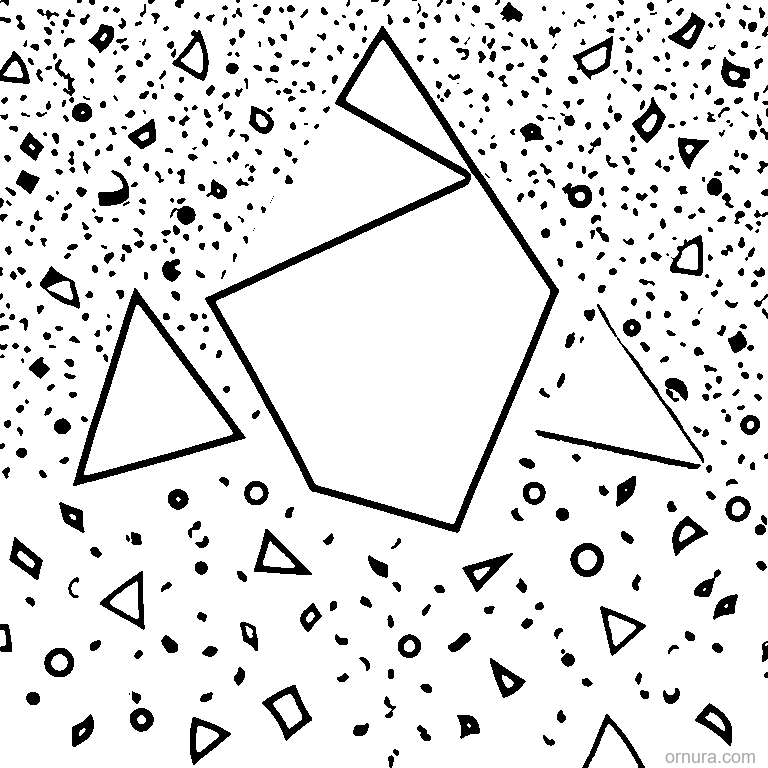confetti pattern scattered shapes coloring page - free printable black and white line art for kids and adults
