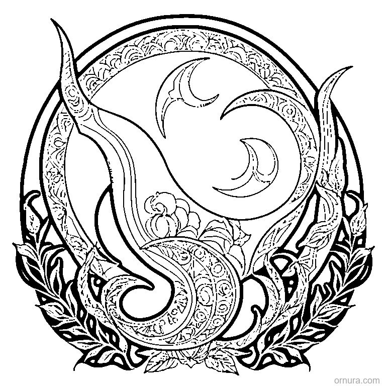 crescent moon pattern coloring page - free printable black and white line art for kids and adults