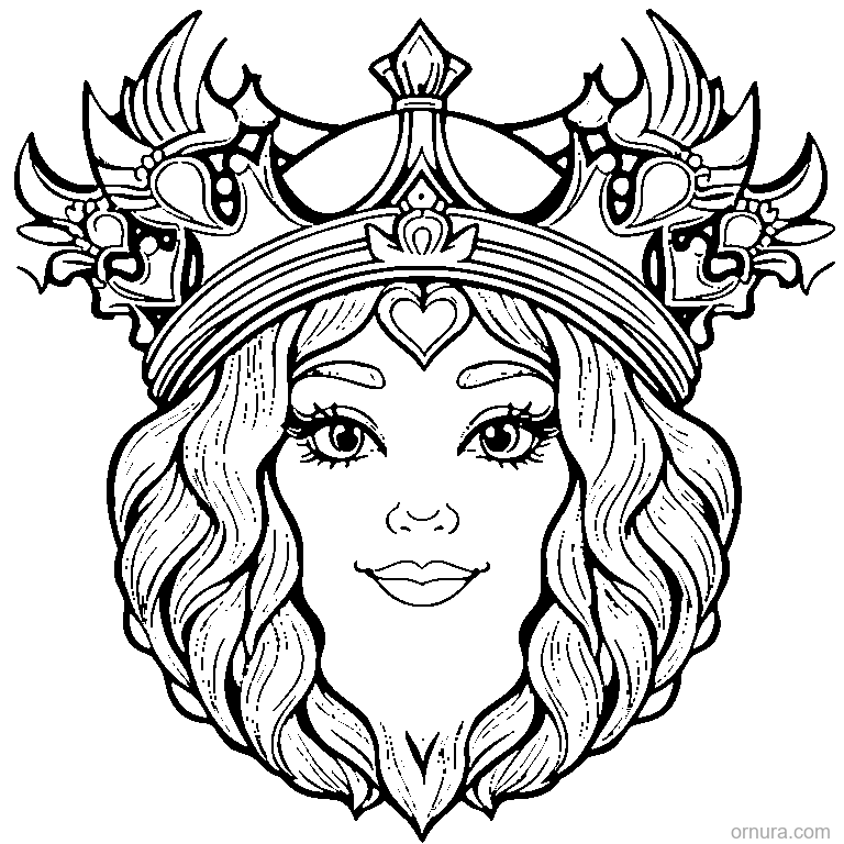 crown pattern simple coloring page - free printable black and white line art for kids and adults