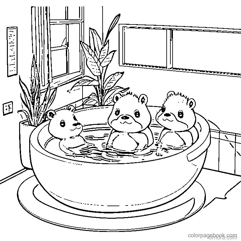 Cute Capybara In A Bathtub coloring page