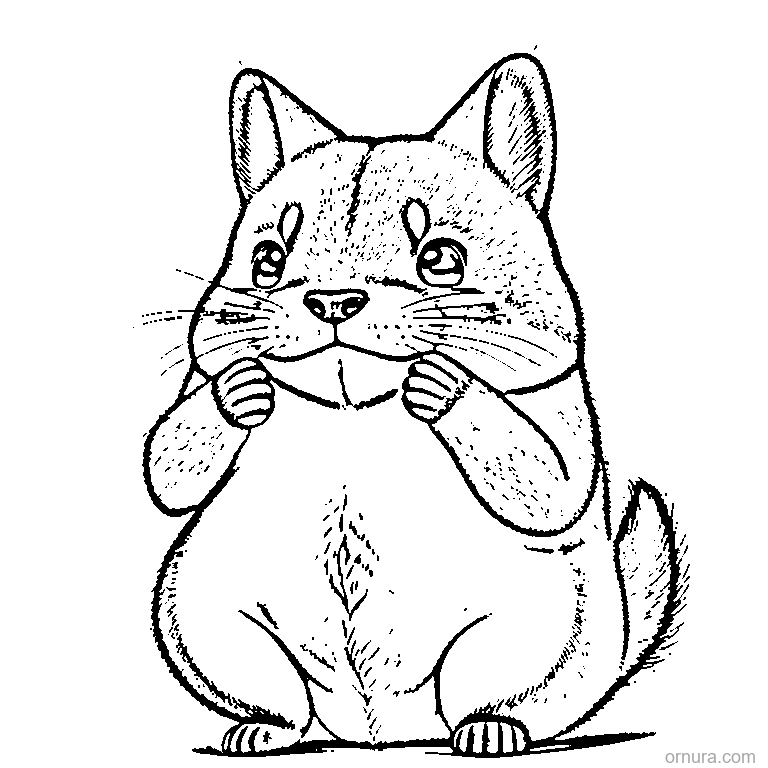 cute capybara looking to the side coloring page - free printable black and white line art for kids and adults