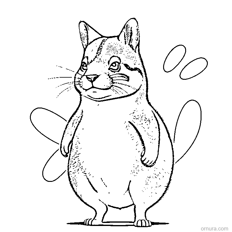 cute capybara sitting on hind legs coloring page - free printable black and white line art for kids and adults