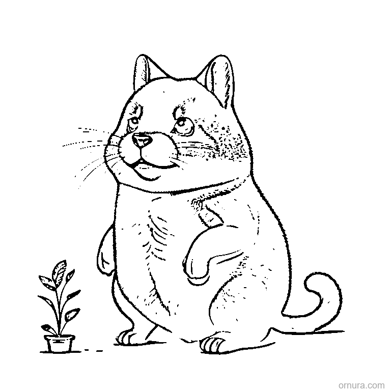 cute capybara with a surprised expression coloring page - free printable black and white line art for kids and adults