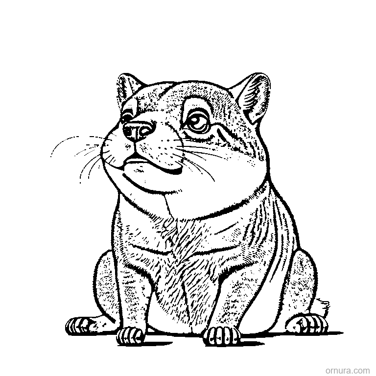 cute capybara with head tilted curiously coloring page - free printable black and white line art for kids and adults