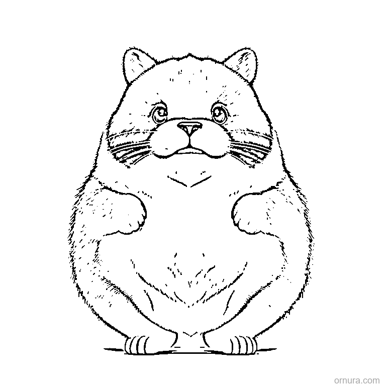 cute capybara with puffy cheeks coloring page - free printable black and white line art for kids and adults