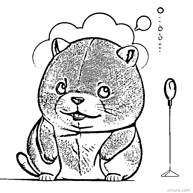 cute capybara yawning widely coloring page - free printable black and white line art for kids and adults