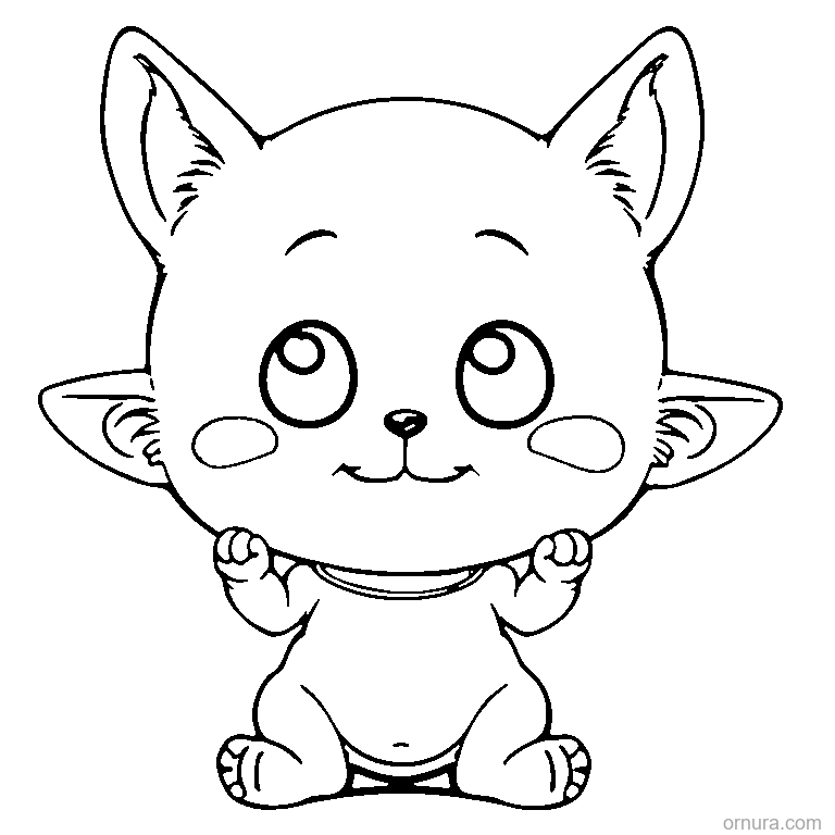 cute goblin with big ears coloring page - free printable black and white line art for kids and adults