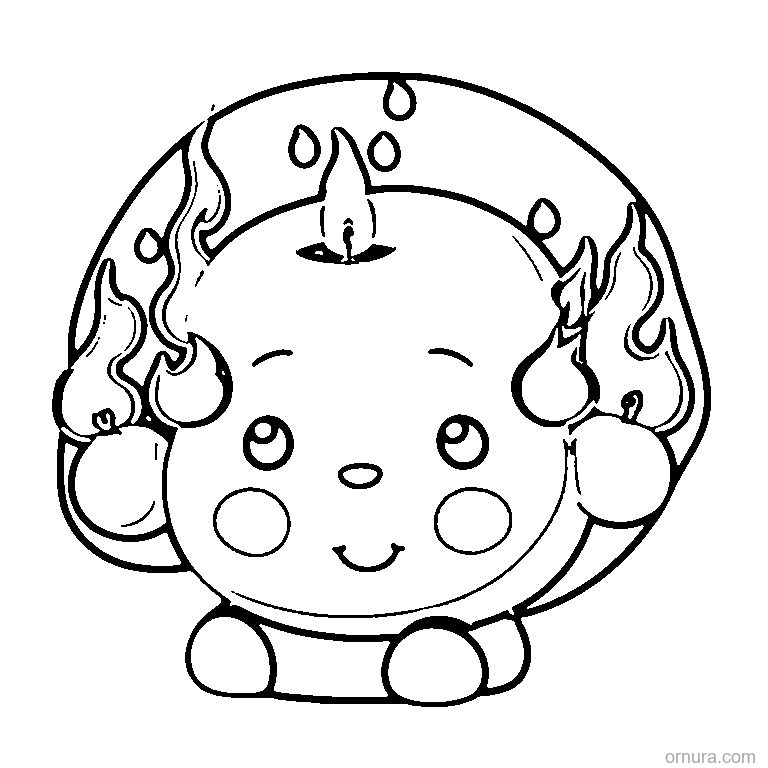 cute little flame creature coloring page - free printable black and white line art for kids and adults