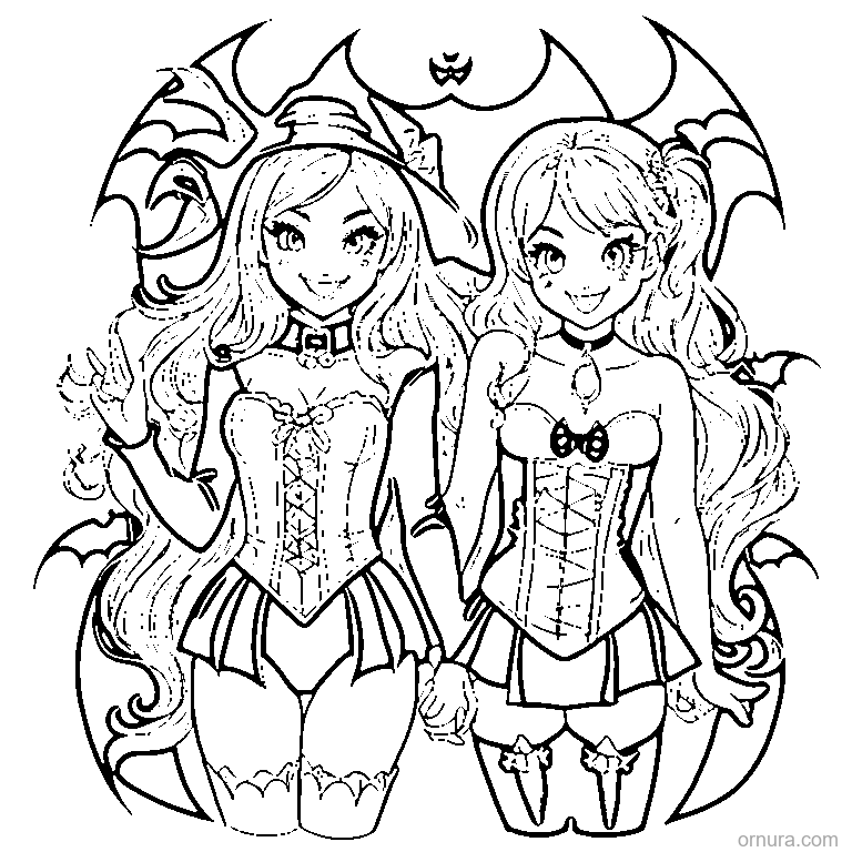 cute vampire with fangs coloring page - free printable black and white line art for kids and adults