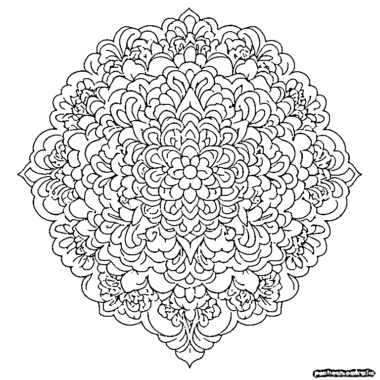 damask pattern floral coloring page - free printable black and white line art for kids and adults