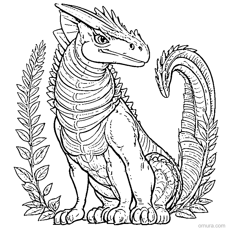 dilophosaurus with frilled neck coloring page - free printable black and white line art for kids and adults
