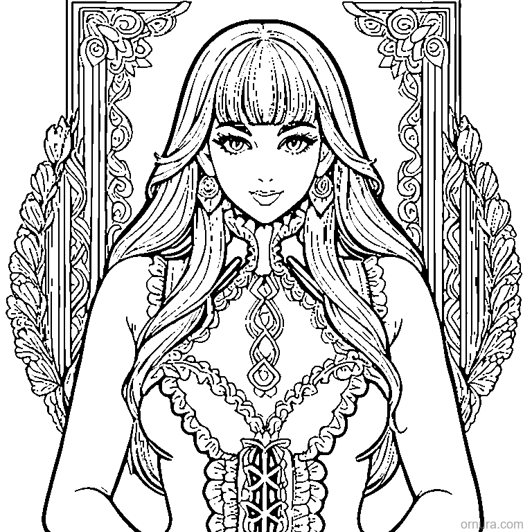 fringe pattern scalloped coloring page - free printable black and white line art for kids and adults