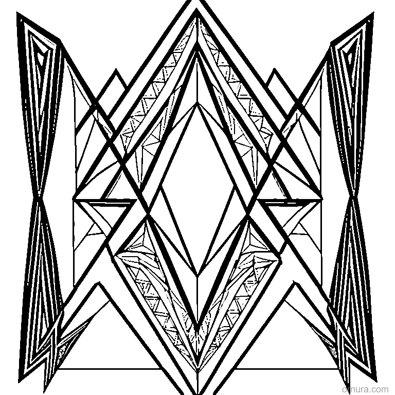 geometric pattern triangles coloring page - free printable black and white line art for kids and adults