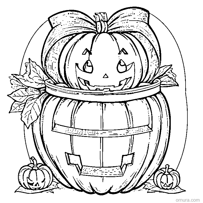 halloween trick or treat pail coloring page - free printable black and white line art for kids and adults
