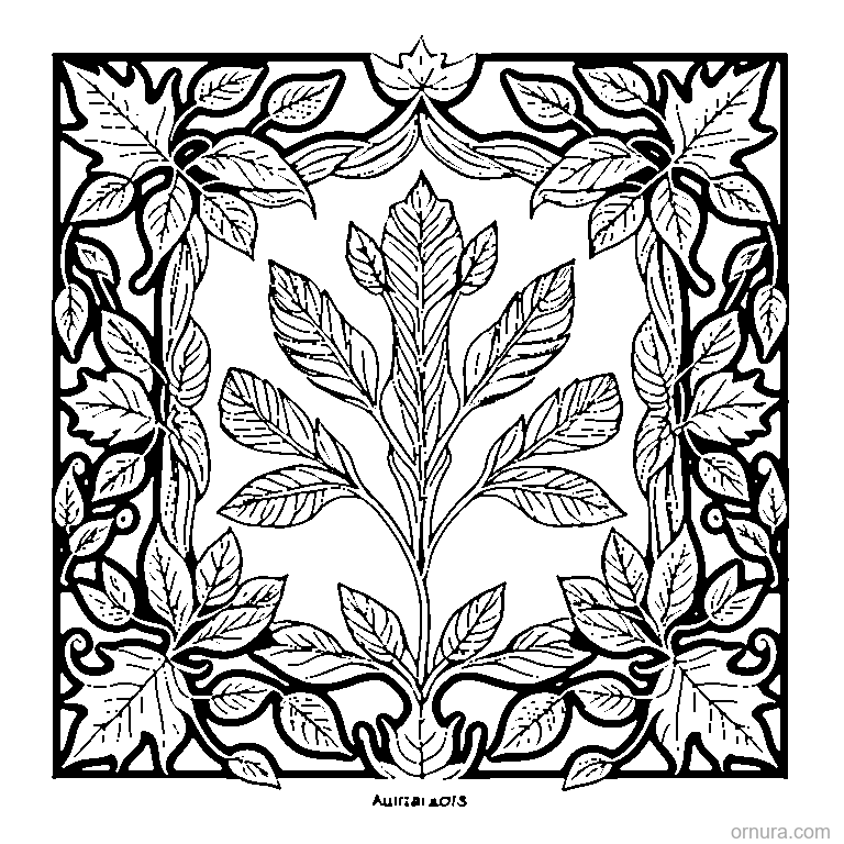Leaf Border Pattern With Autumn Leaves coloring page