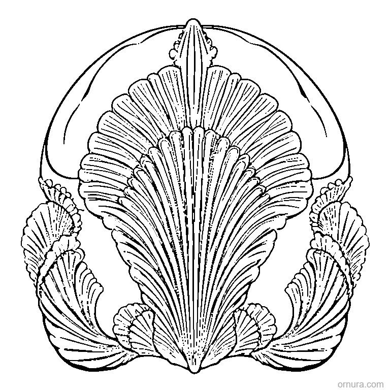 scallop pattern shell edge coloring page - free printable black and white line art for kids and adults