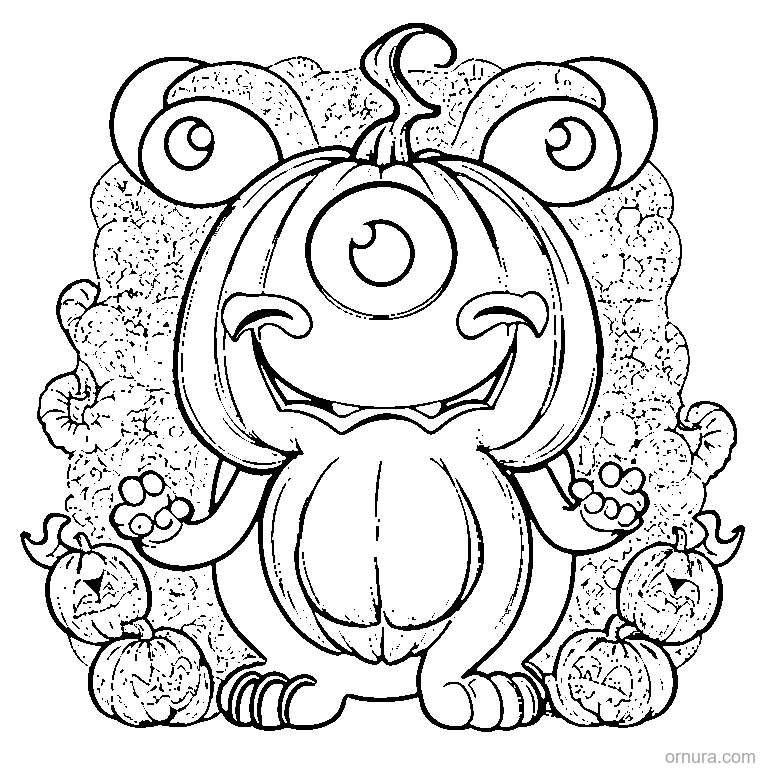 silly monster with one eye coloring page - free printable black and white line art for kids and adults