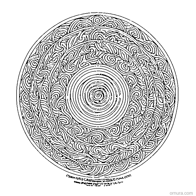 spiral pattern coloring page - free printable black and white line art for kids and adults