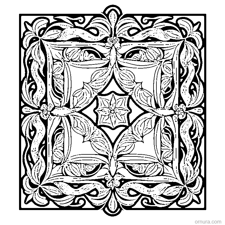 square pattern nested coloring page - free printable black and white line art for kids and adults