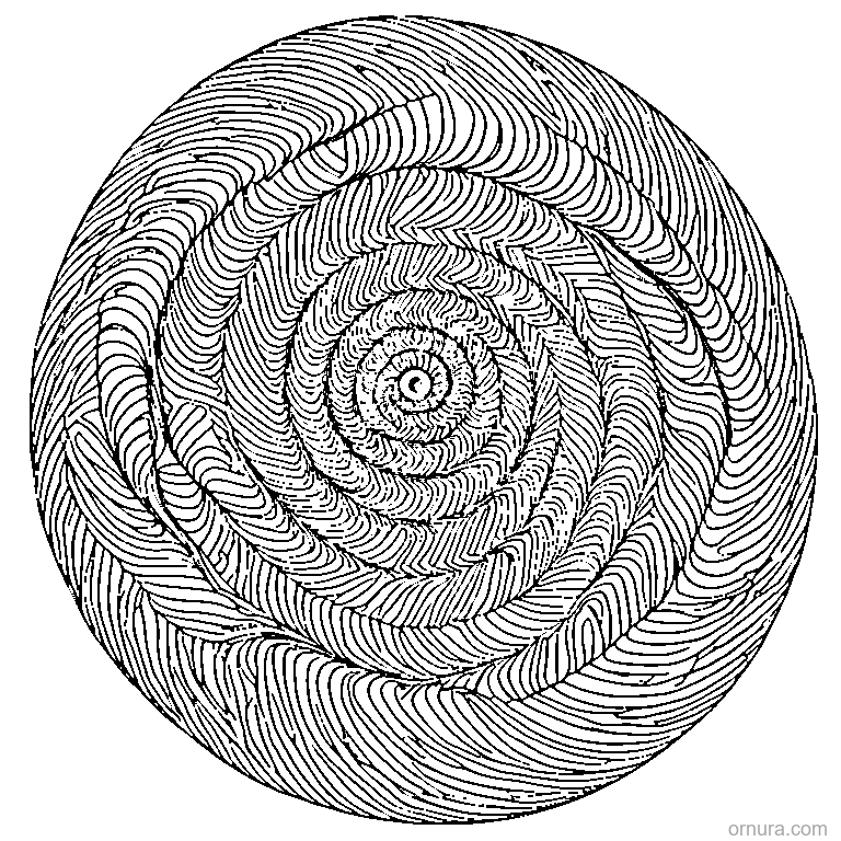 swirl pattern spiral coloring page - free printable black and white line art for kids and adults
