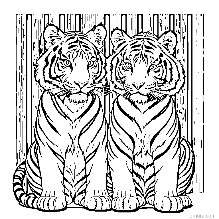 tiger stripe pattern coloring page - free printable black and white line art for kids and adults