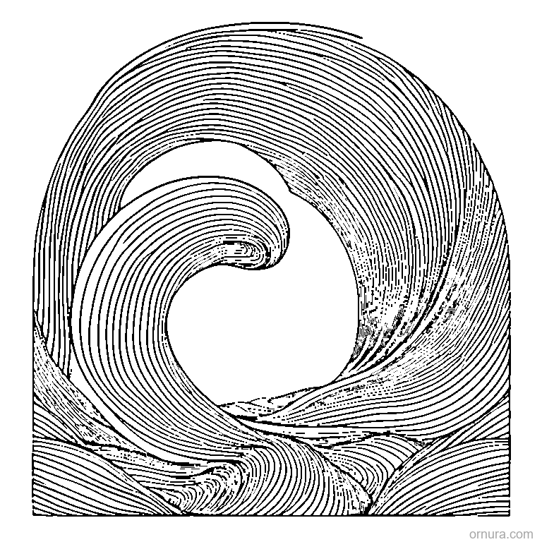 wave pattern simple coloring page - free printable black and white line art for kids and adults