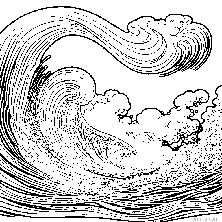wave pattern smooth coloring page - free printable black and white line art for kids and adults