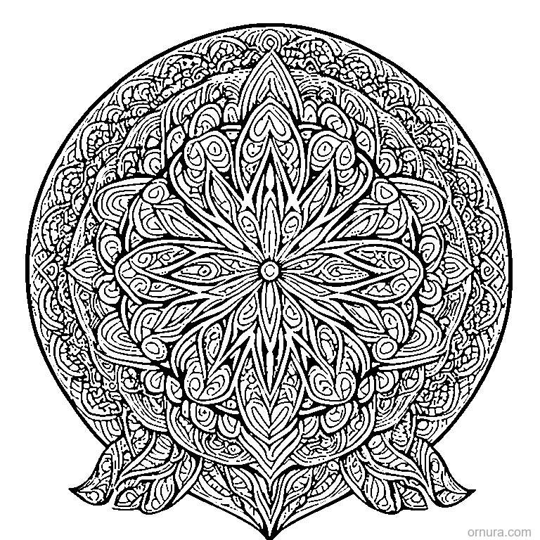 zentangle pattern organic coloring page - free printable black and white line art for kids and adults