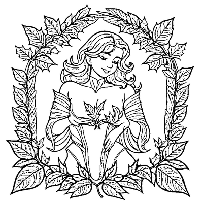 Autumn Leaf With Curled Edges coloring page variation 2