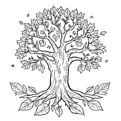 autumn tree with falling leaves coloring pages
