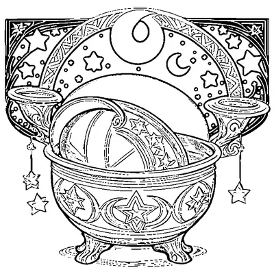 black cauldron with stars coloring pages