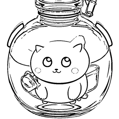 cat in a potion bottle coloring pages