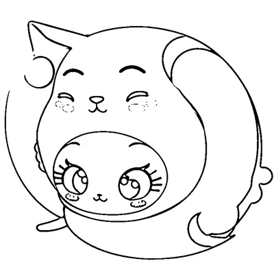 cat sleeping on a crescent moon coloring pages