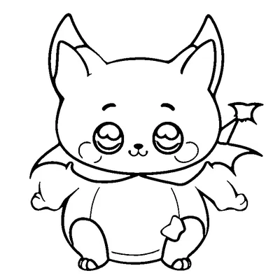 cute cat with bat wings coloring pages