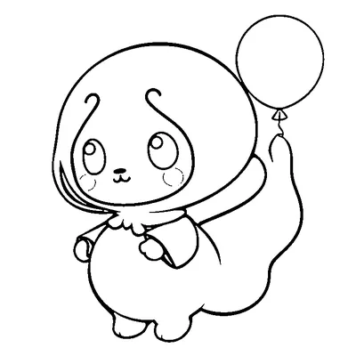 cute ghost holding a balloon coloring pages