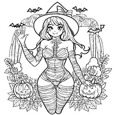 Cute Halloween Mummy Waving coloring pages