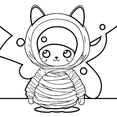 cute kid in a mummy costume coloring pages