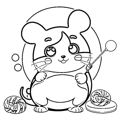 cute mouse with candy treats coloring pages