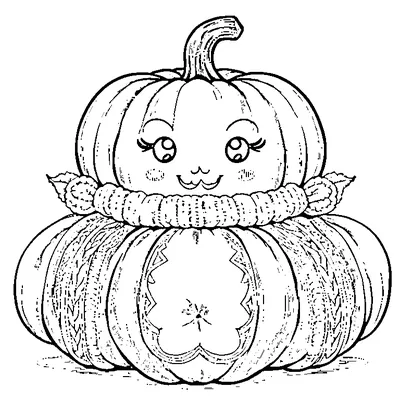 cute pumpkin wearing a cozy scarf coloring pages