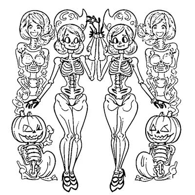 Cute Skeleton Dancing coloring pages