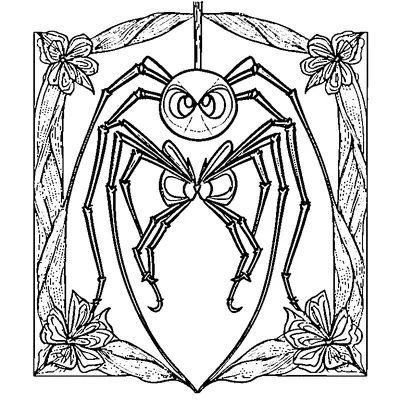 cute spider hanging from a silk thread coloring pages