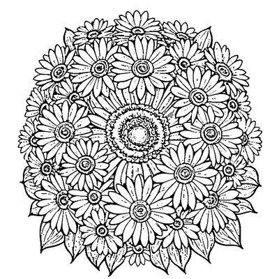 Daisy Pattern Flower coloring page design 2