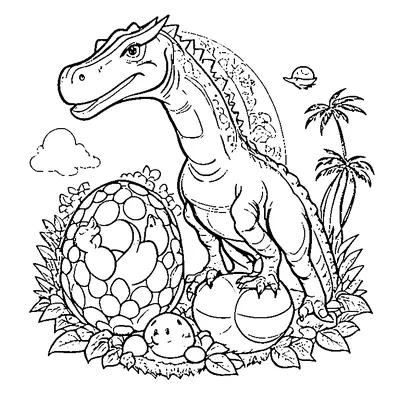 dinosaur nest with eggs coloring pages