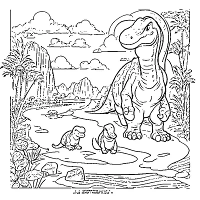 dinosaurs by a river coloring pages