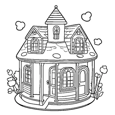 easy haunted house coloring pages