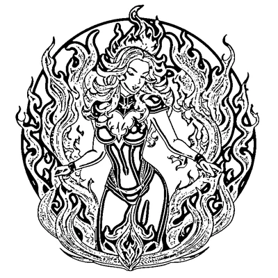 Flame Pattern Fire coloring page design 1