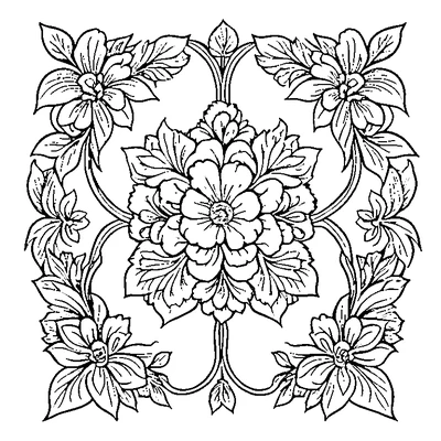 Floral Pattern Vine coloring page design 1